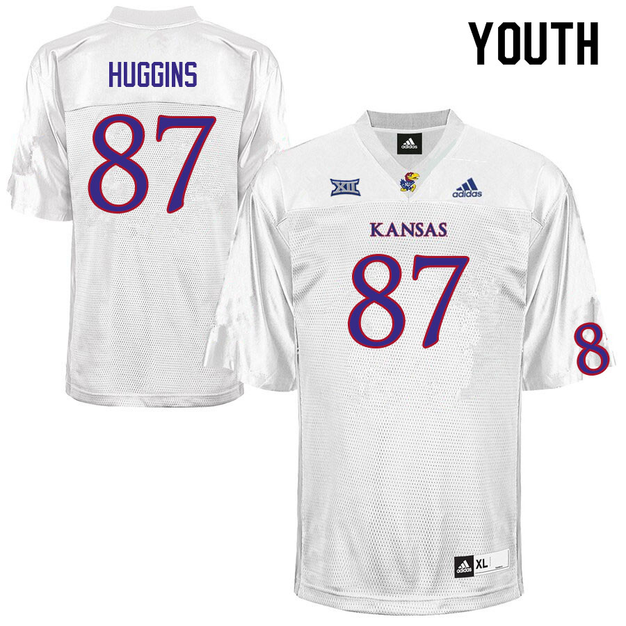 Youth #87 Will Huggins Kansas Jayhawks College Football Jerseys Sale-White - Click Image to Close